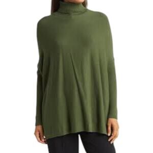 Joseph A Oversized Boxy Turtleneck Sweater Green Size Medium NWOT $78 MSRP